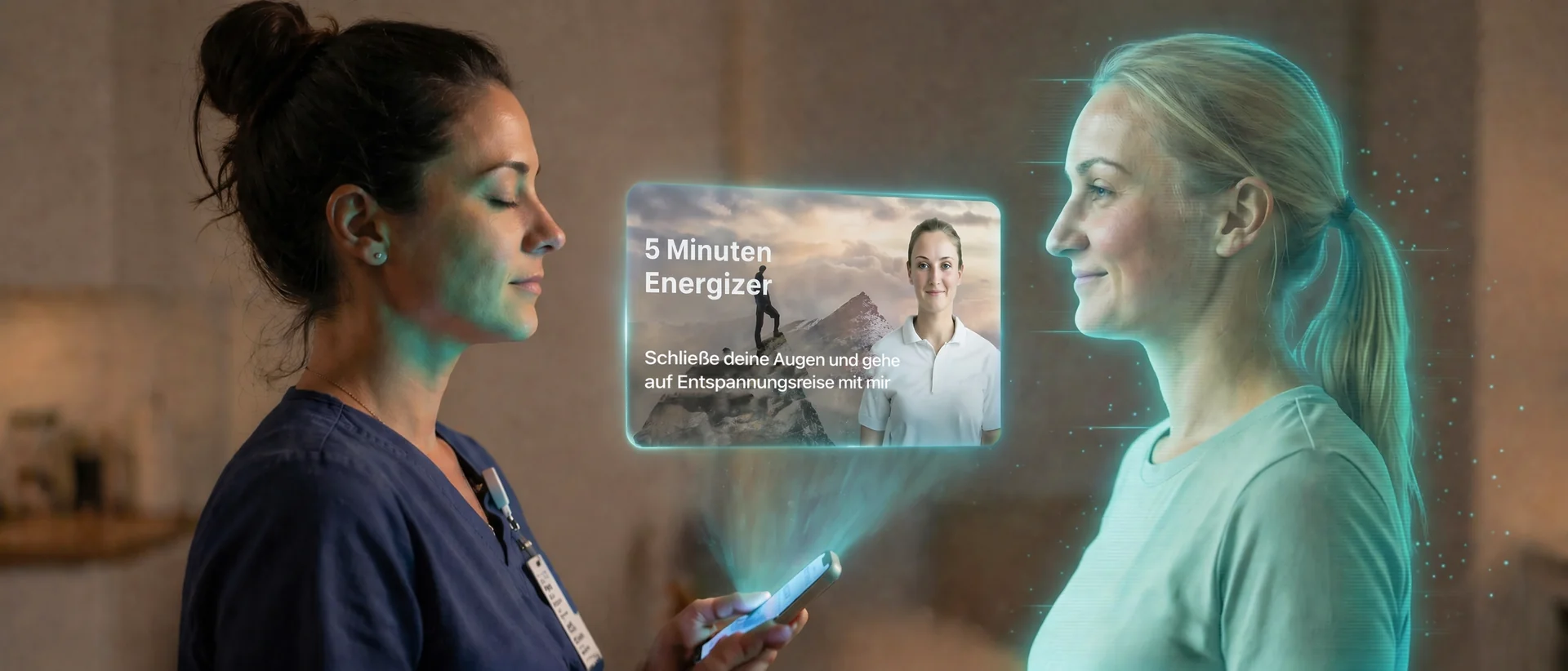 Healthcare worker checking personalized coaching message on phone between shifts