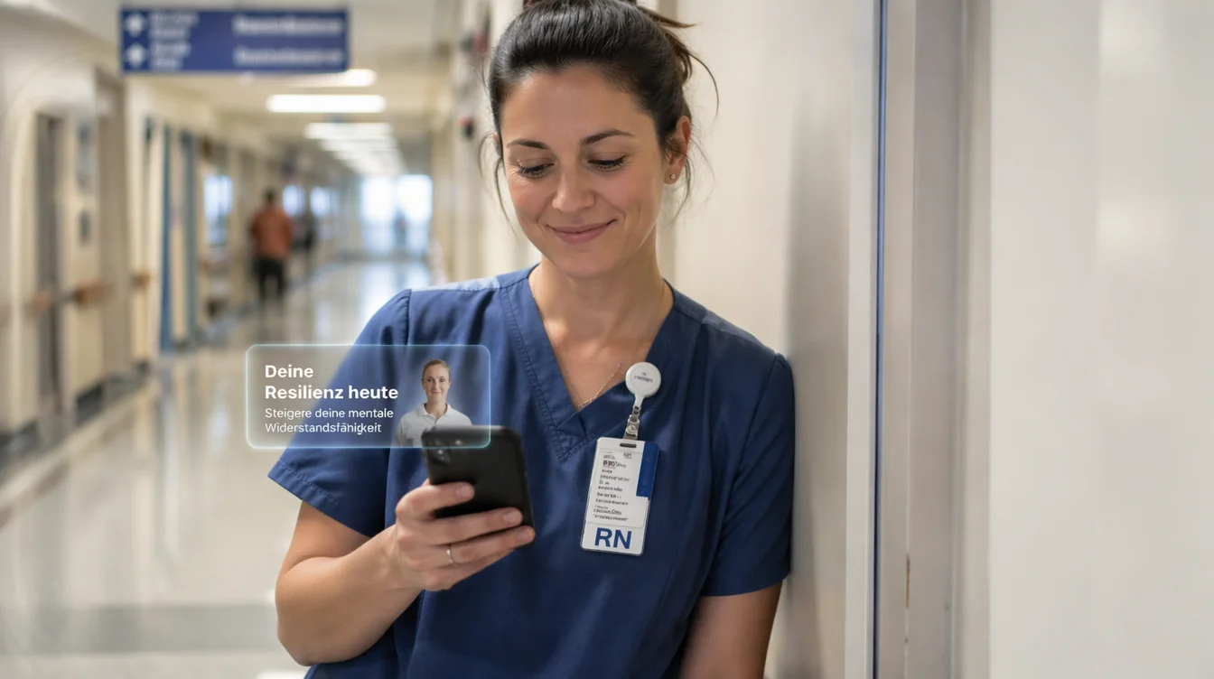 Healthcare professional taking a moment of rest in hospital corridor