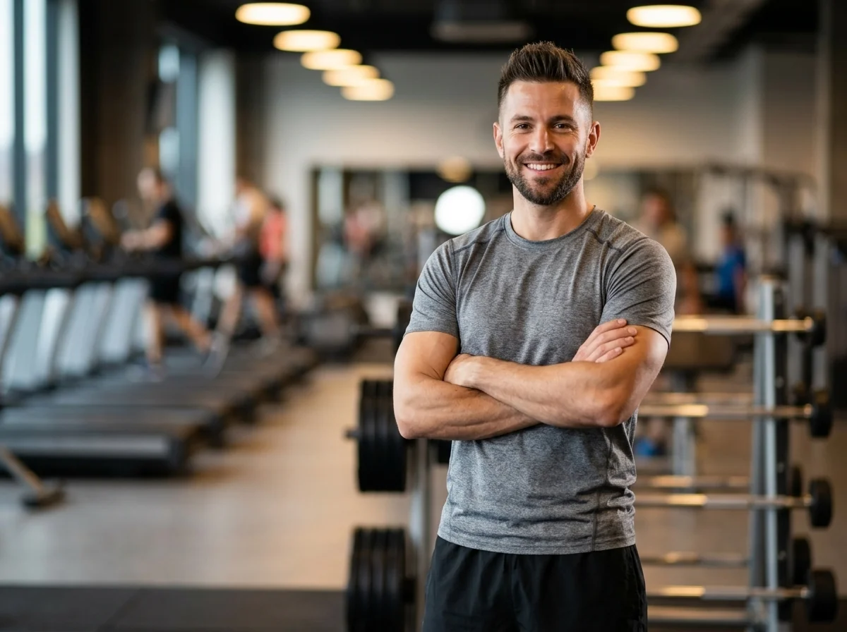 Leere Corporate-Gym-Ecke mit ungenutzten Geräten