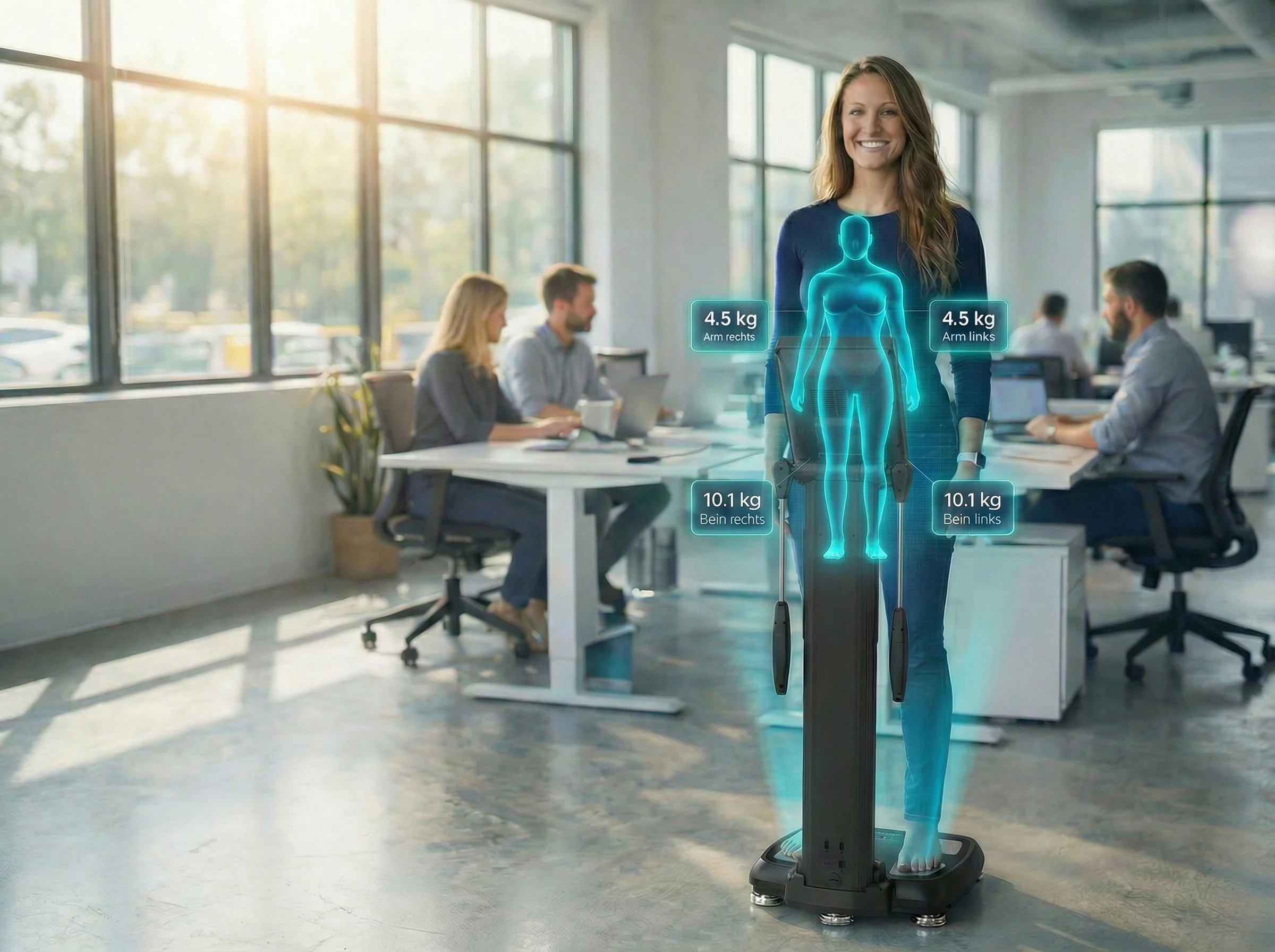 Professionelle Körperanalyse in modernem Wellness-Raum